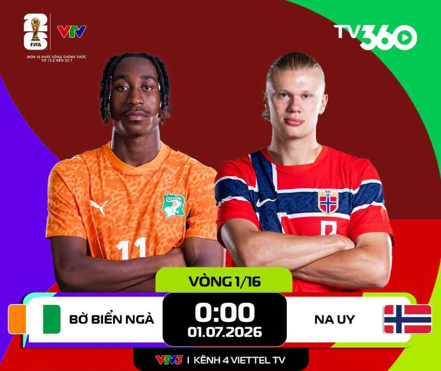 Link xem trực tiếp Bờ Biển Ngà và Na Uy (vòng 1/16 World Cup 2026)