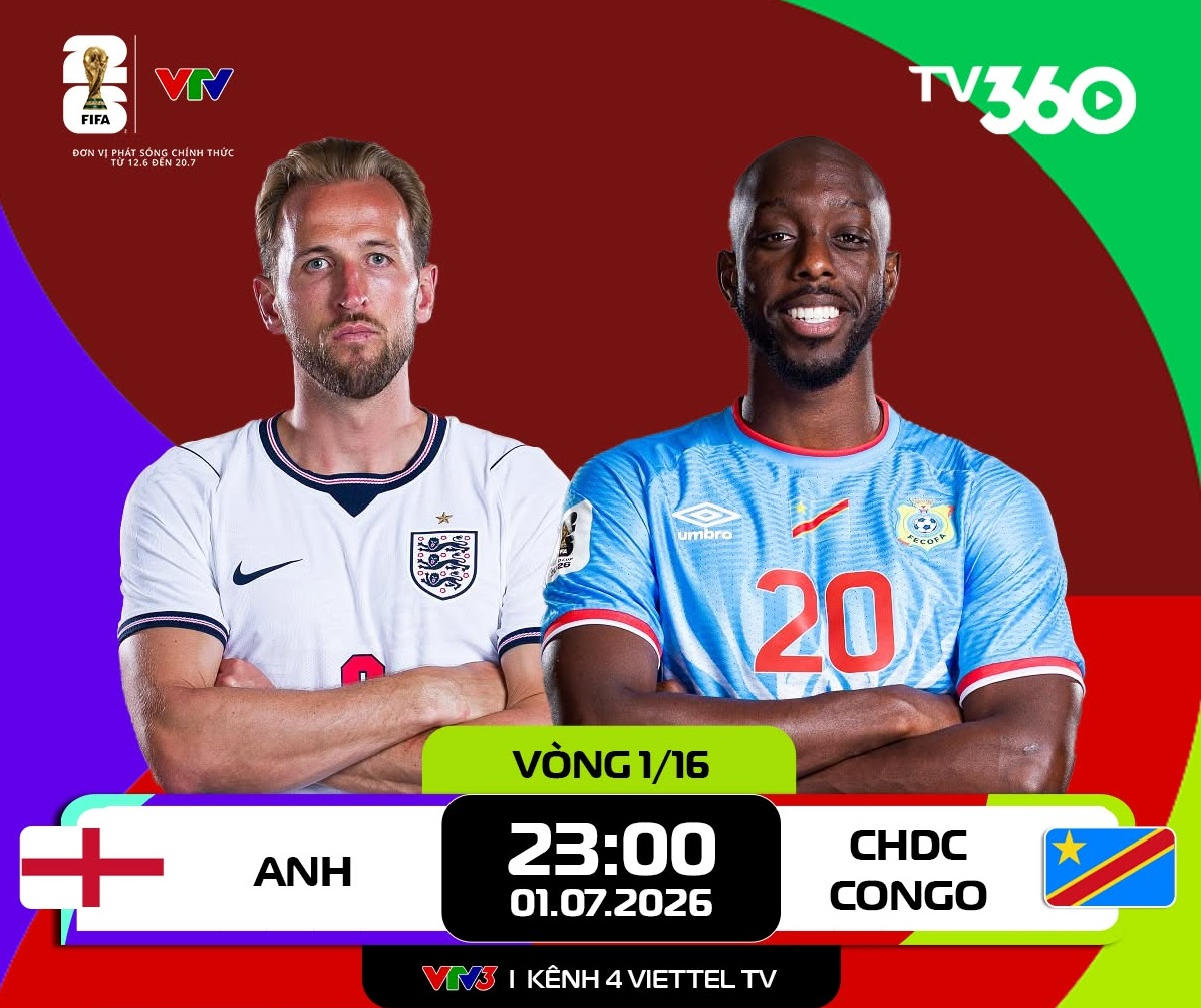 Link xem trực tiếp Anh và CHDC Congo (vòng 1/16 World Cup 2026)