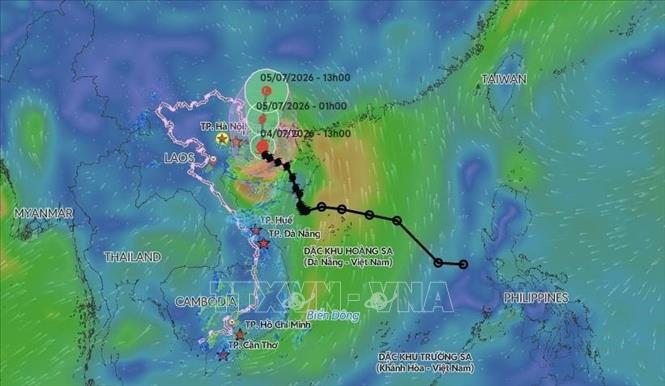Bão số 1 tiếp tục đổi hướng về khu vực phía Nam tỉnh Quảng Tây (Trung Quốc)