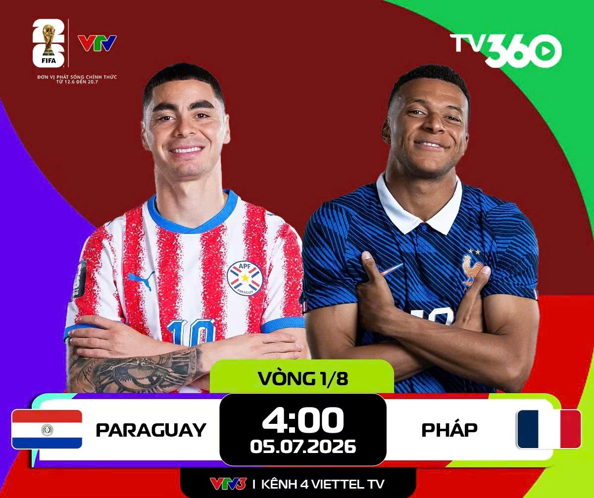 Link xem trực tiếp Paraguay và Pháp (vòng 1/8 World Cup 2026)