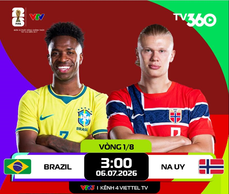 Link xem trực tiếp Brazil và Na Uy (vòng 1/8 World Cup 2026)

