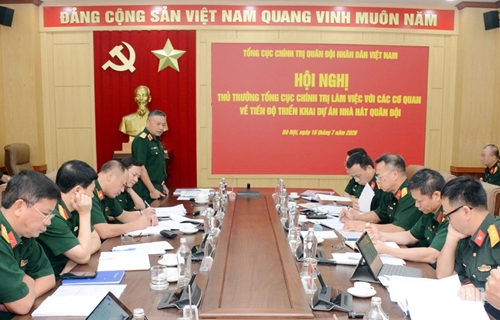 Thượng tướng Lê Quang Minh làm việc với các cơ quan về tiến độ dự án Nhà hát Quân đội