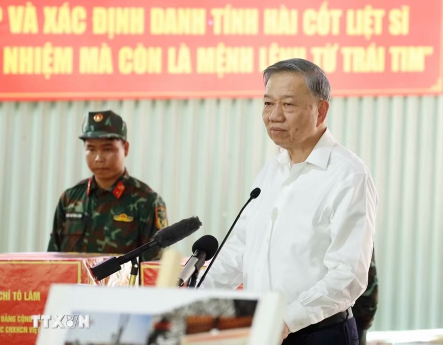 Phát biểu của Tổng Bí thư, Chủ tịch nước Tô Lâm khi đến thăm, động viên lực lượng tìm kiếm, quy tập hài cốt liệt sĩ tại Công viên Lê Thị Riêng