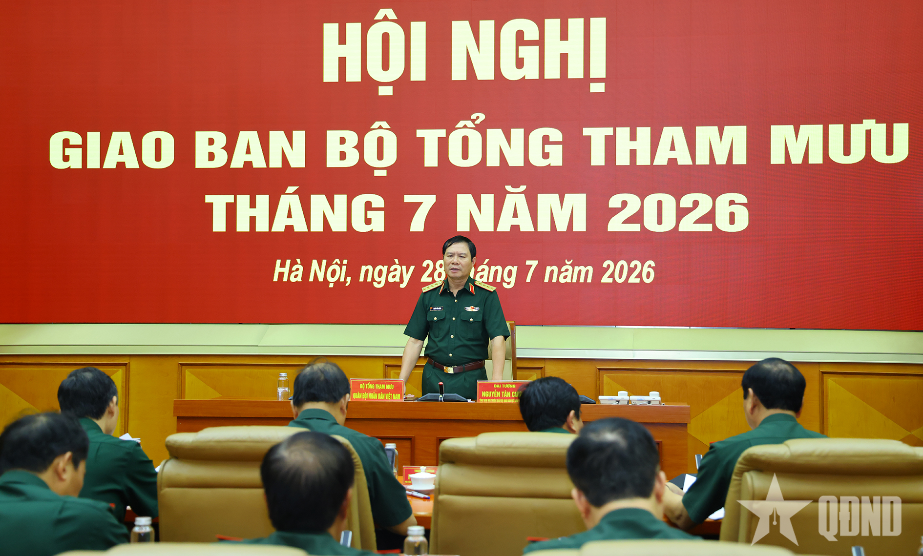 Đại tướng Nguyễn Tân Cương chủ trì Hội nghị giao ban Bộ Tổng Tham mưu tháng 7 năm 2026
