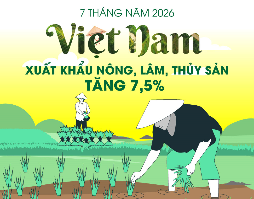 Xuất khẩu nông, lâm, thủy sản tăng 7,5% trong 7 tháng năm 2026