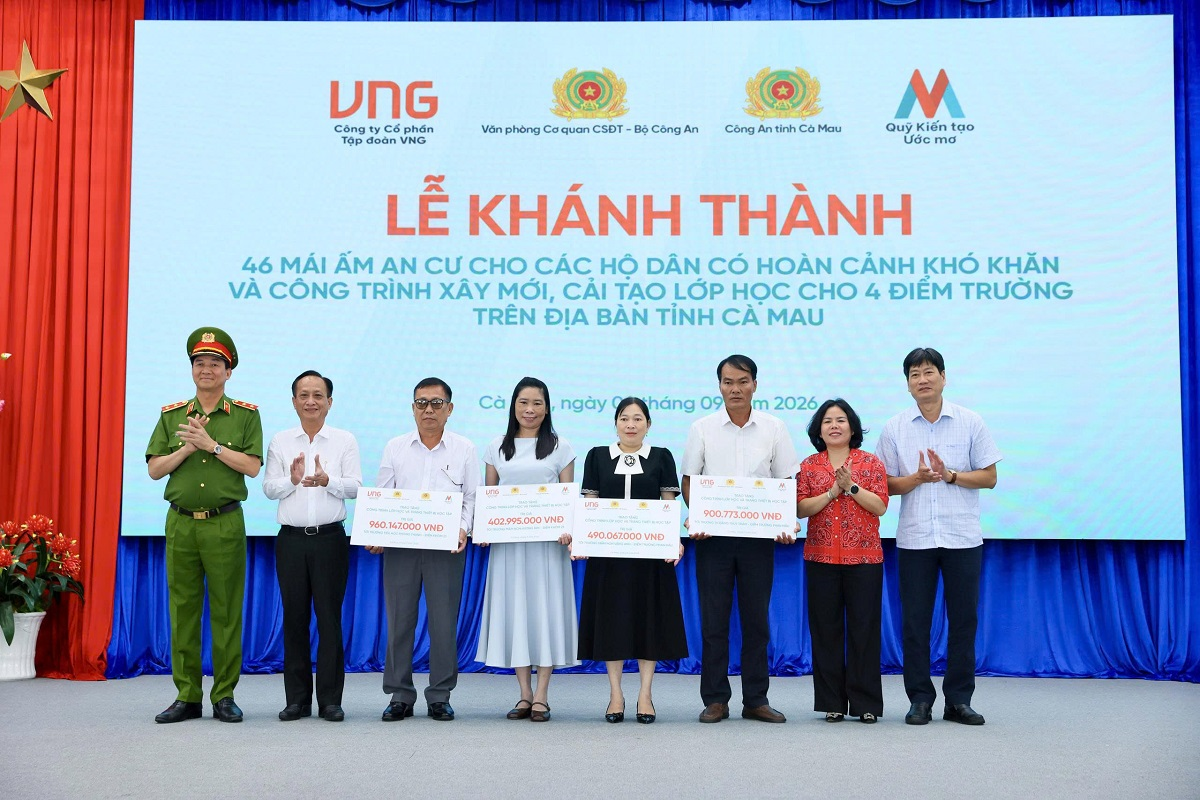 Quỹ Kiến tạo ước mơ phối hợp với Văn phòng Cơ quan Cảnh sát điều tra, Bộ Công an trao tặng mái ấm an cư tại Cà Mau