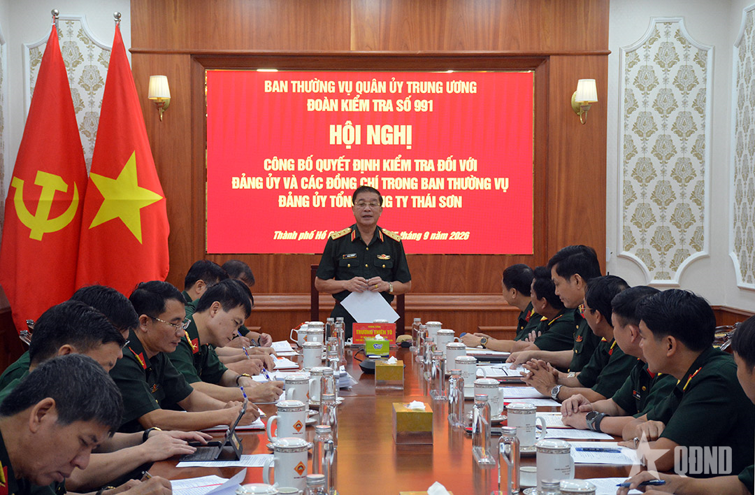 Công bố quyết định kiểm tra theo kế hoạch đối với Đảng ủy Tổng công ty Thái Sơn

