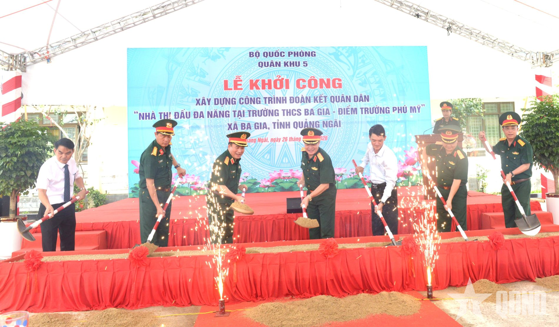 Thượng tướng Trương Thiên Tô dự khởi công xây dựng công trình đoàn kết quân dân tại Quảng Ngãi