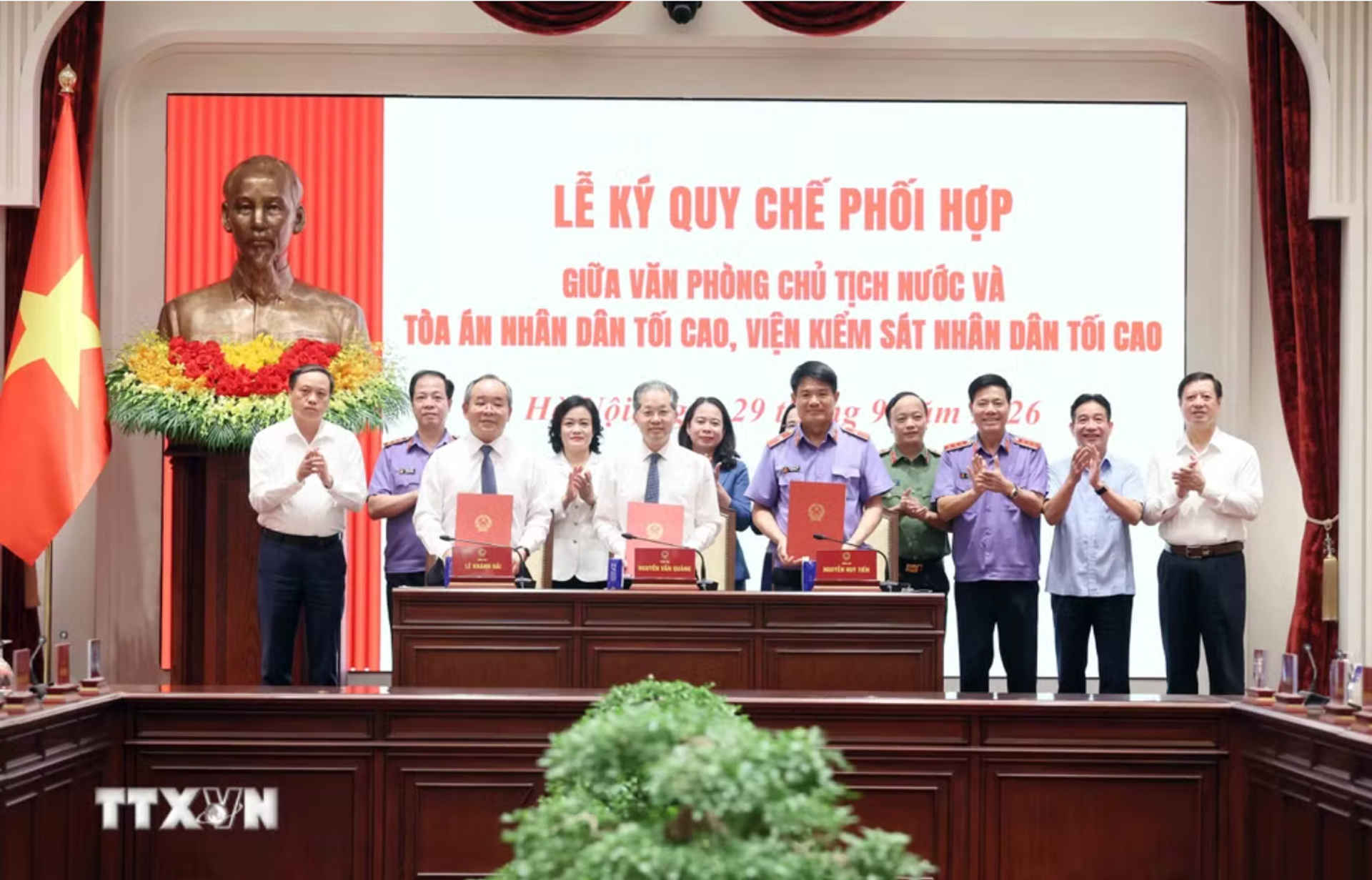 Lễ ký quy chế phối hợp giữa Văn phòng Chủ tịch nước và Tòa án nhân dân tối cao, Viện kiểm sát nhân dân tối cao