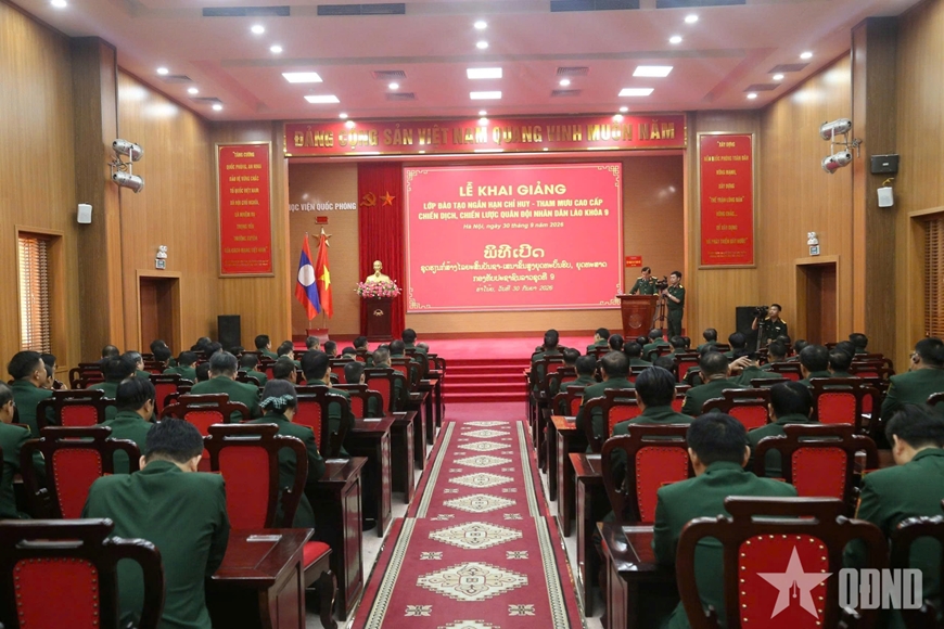 Học viện Quốc phòng khai giảng lớp đào tạo cán bộ Quân đội nhân dân Lào