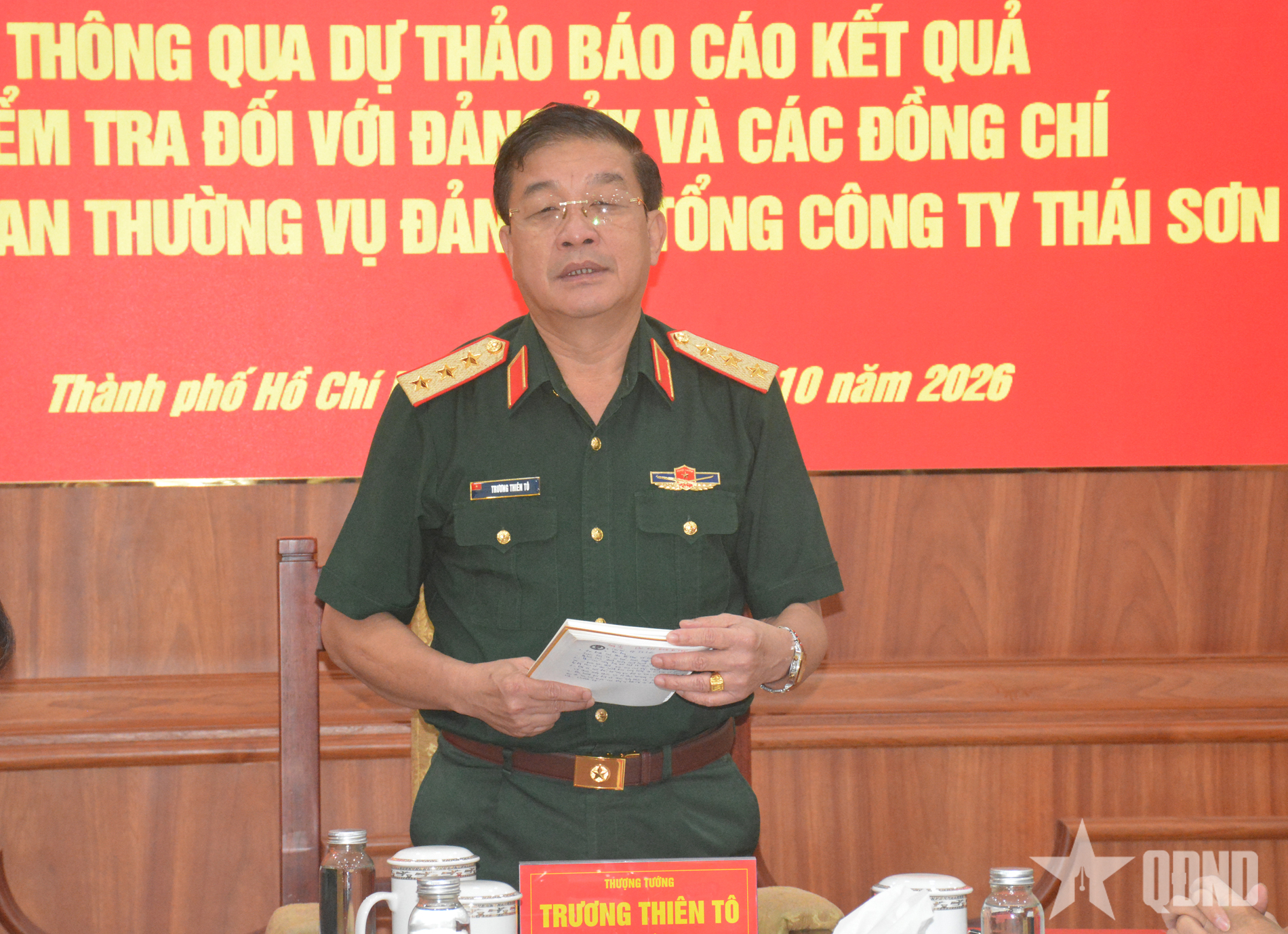Thượng tướng Trương Thiên Tô chủ trì thông qua dự thảo báo cáo kết quả kiểm tra đối với Đảng ủy Tổng công ty Thái Sơn