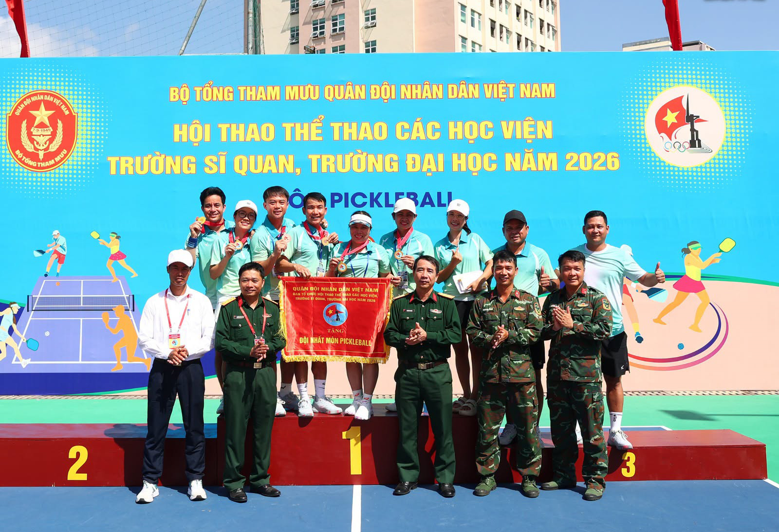 Đội Trường Sĩ quan Lục quân 1 giành giải nhất môn pickleball

