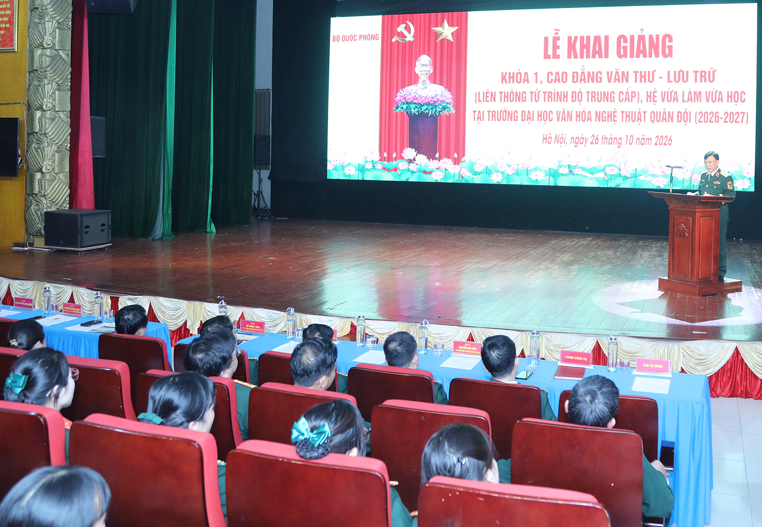 Văn phòng Bộ Quốc phòng khai giảng khóa 1 Cao đẳng Văn thư - Lưu trữ