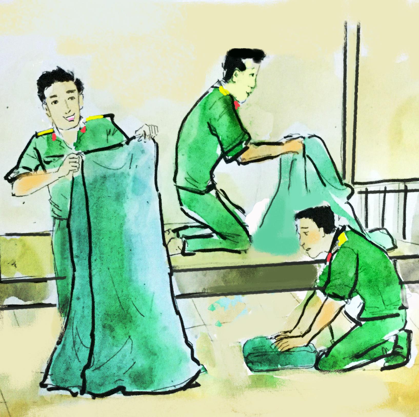 cách gấp chăn kiểu quân đội