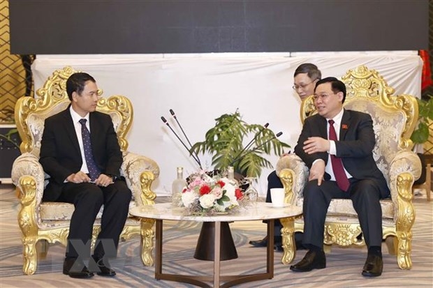 越南国会主席王廷惠会见老挝国家审计署审计长马莱通科马西斯