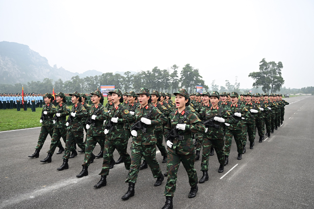 View - 	庆祝奠边府大捷70周年的阅兵游行活动训练场的高清图片