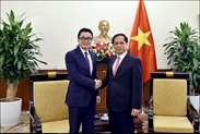 越南政府副总理兼外交部长裴青山会见柬埔寨国际合作部国务秘书昂·拉查纳