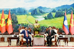 ຜູ້ປະຈໍາການຄະນະເລຂາທິການ ເຈິ່ນເກິ໊ມຕູ໊ ພົບປະກັບເລຂາທິການໃຫຍ່, ປະທານປະເທດລາວ