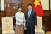 លោក Luong Cuong ប្រធានរដ្ឋវៀតណាម ទទួលជួបឯកអគ្គរាជទូតនៃព្រះរាជាណាចក្រកម្ពុជា អញ្ជើញចូលជួបសម្តែងការគួរសម និងជម្រាបលា