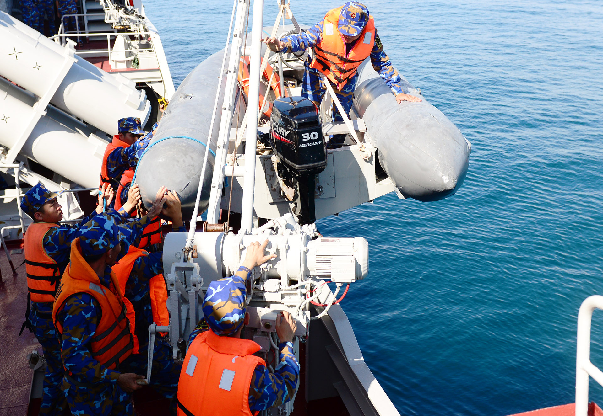Vietnamese and Indonesian navies practice search and rescue at sea