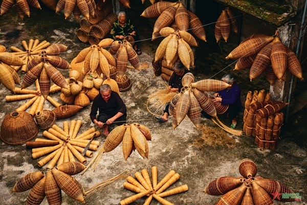 A conventional fishing trap made of bamboo on beautiful natural