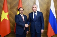PM Pham Minh Chinh meets with Chairman of Russian State Duma Vyacheslav Volodin