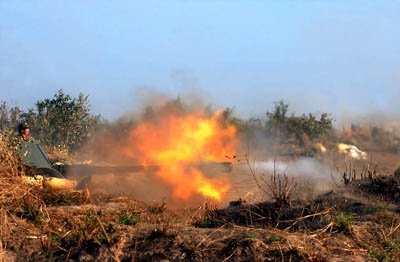 Phân đội pháo binh bắn thẳng, Đoàn pháo binh Bắc Sơn chi viện bộ binh trong diễn tập