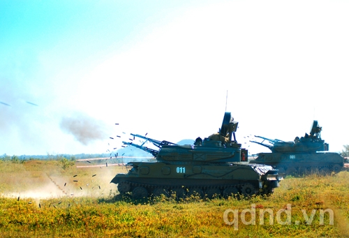 Khẩu đội pháo phòng không tự hành Tiểu đoàn 123 hoàn thành xuất sắc nhiệm vụ trong diễn tập có bắn đạn thật