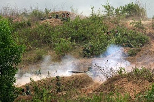 Trận địa SPG9 thuộc phân đội 7, đơn vị M8, Đoàn B25 (Binh đoàn Hương Giang) khai hoả tiêu diệt mục tiêu ngay từ loạt đạn đầu